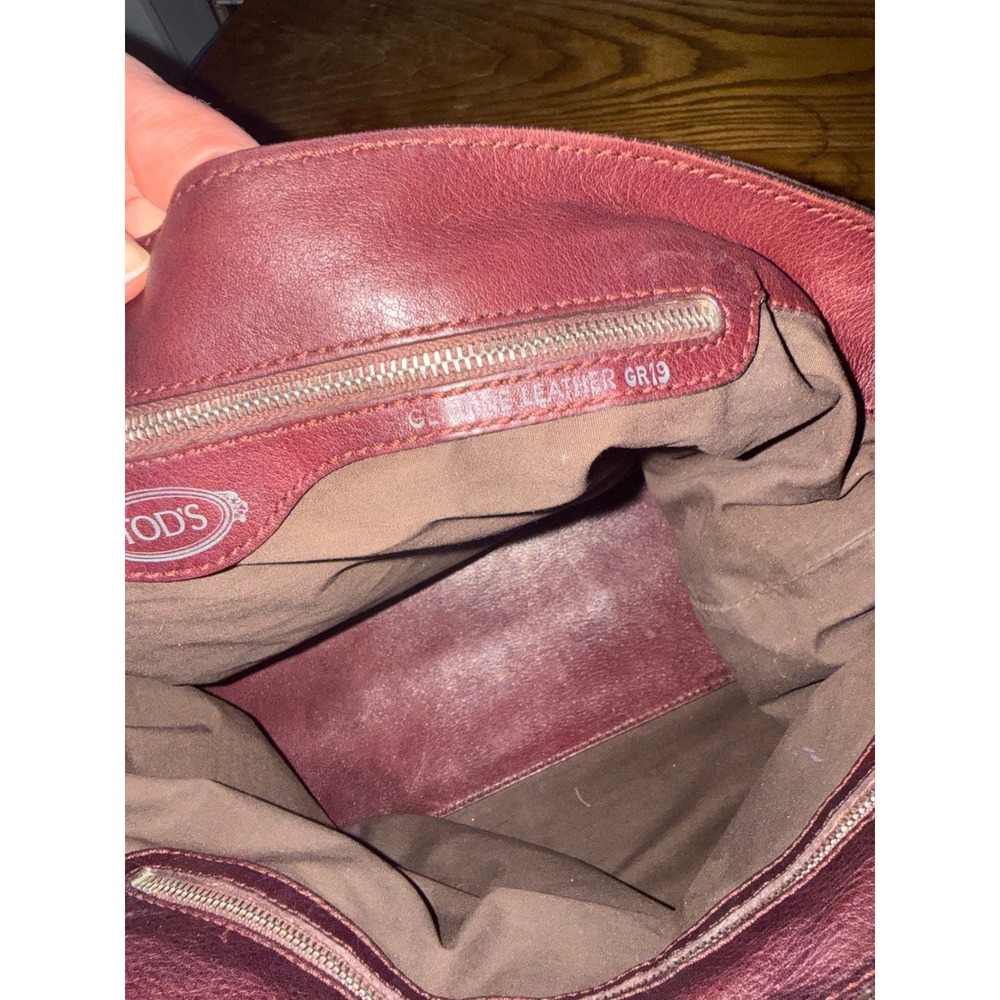 Tods Burgundy Leather Satchel Handbag Made in Italy Oxblood‎ Tote Bag - Picture 11 of 14
